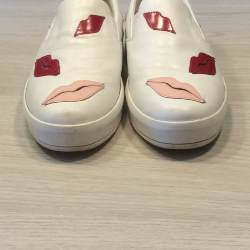 Prada Lips Appliqued Leather Slip On Sneaker- 37.5 - Picture 9 of 16